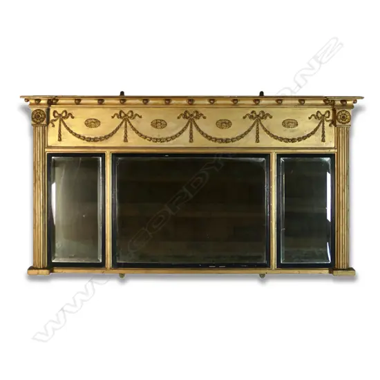 A Regency style gilt framed over-mantel mirror,