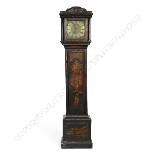 An 18thC chinoiserie decorated long case clock,