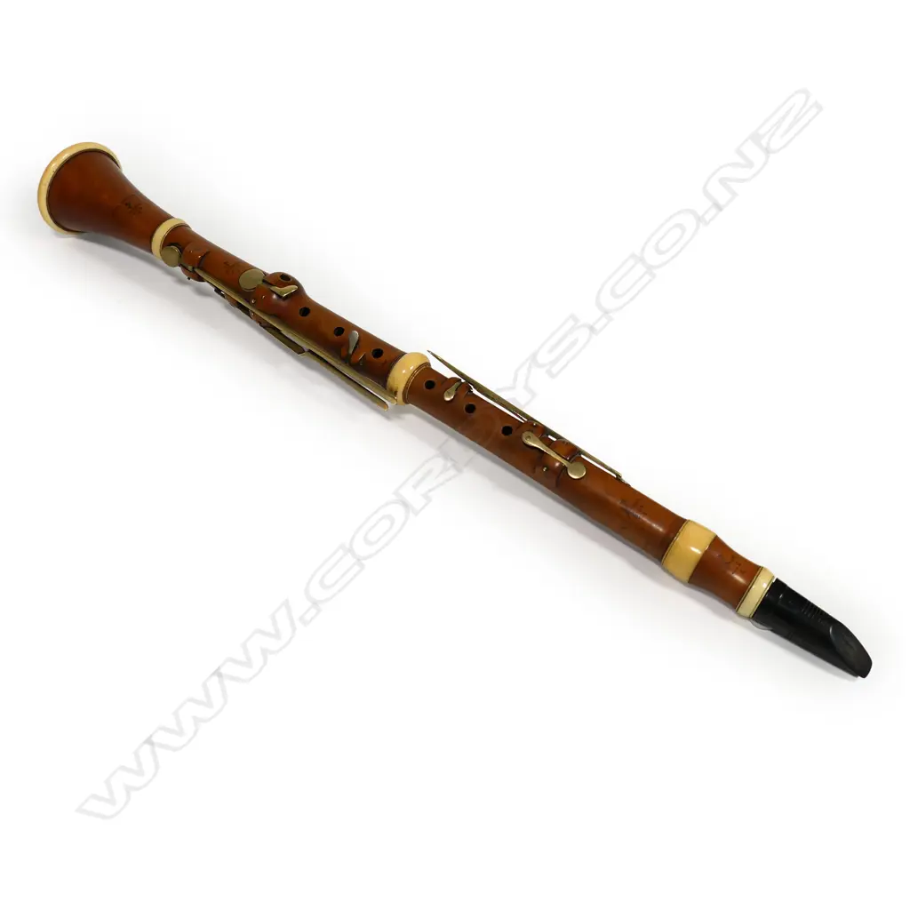 A Victorian boxwood ivory and brass clarinet by Thomas Key, Image 1++