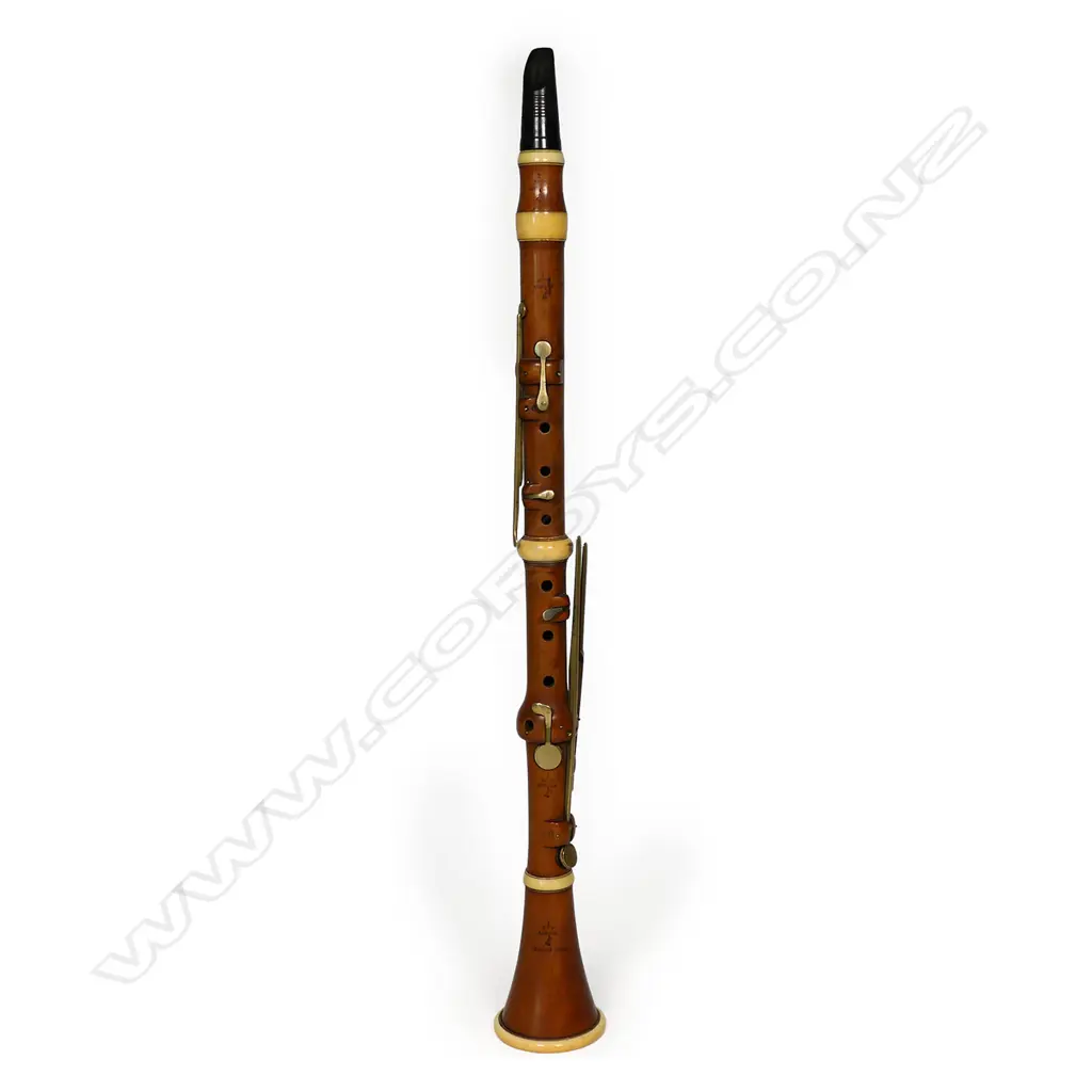 A Victorian boxwood ivory and brass clarinet by Thomas Key, Image 1++