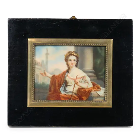 A miniature painting of Clio the Muse of History,