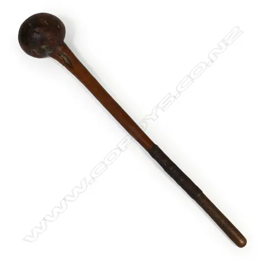 A 19thC African carved wooden Knobkerrie,