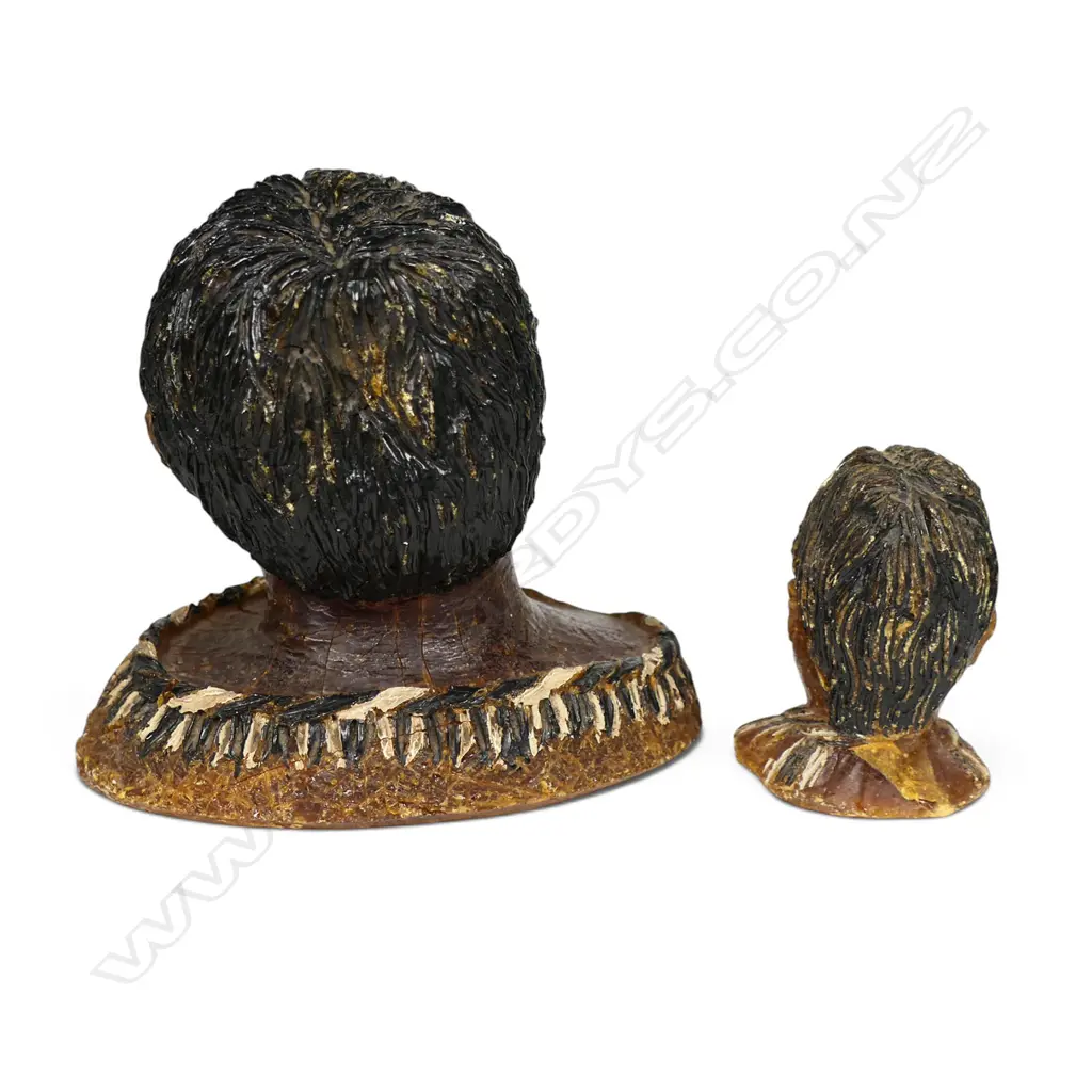 Two late 19thC carved kauri gum heads, Image 1++