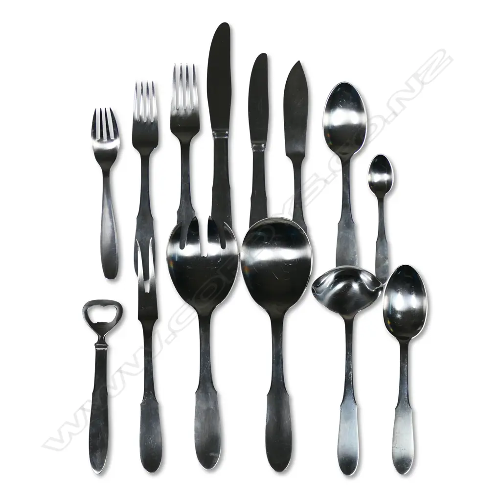 A Georg Jensen 'Mitra' stainless steel eight place cutlery service, Image 1++