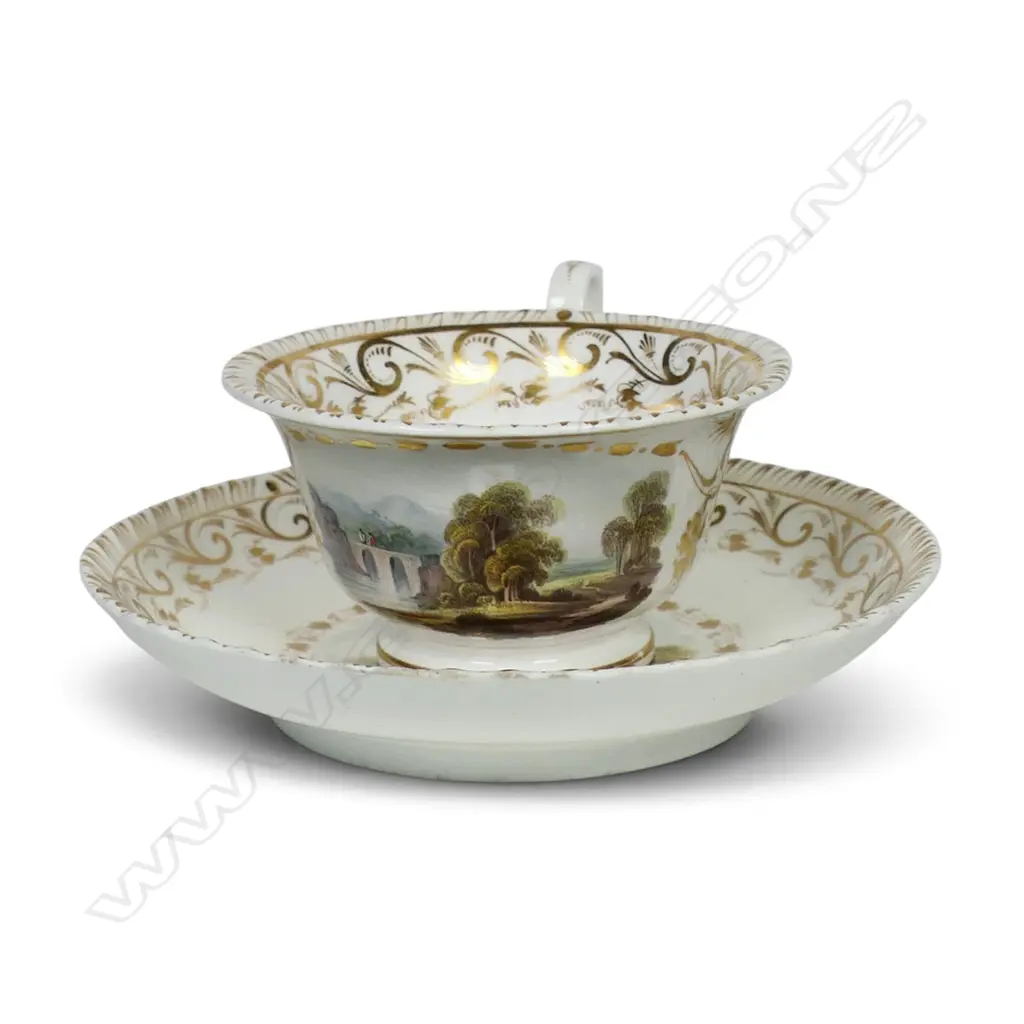 An early 19thC Derby hand painted cup and saucer, Image 1++
