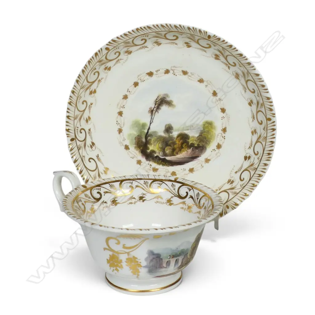 An early 19thC Derby hand painted cup and saucer, Image 1++