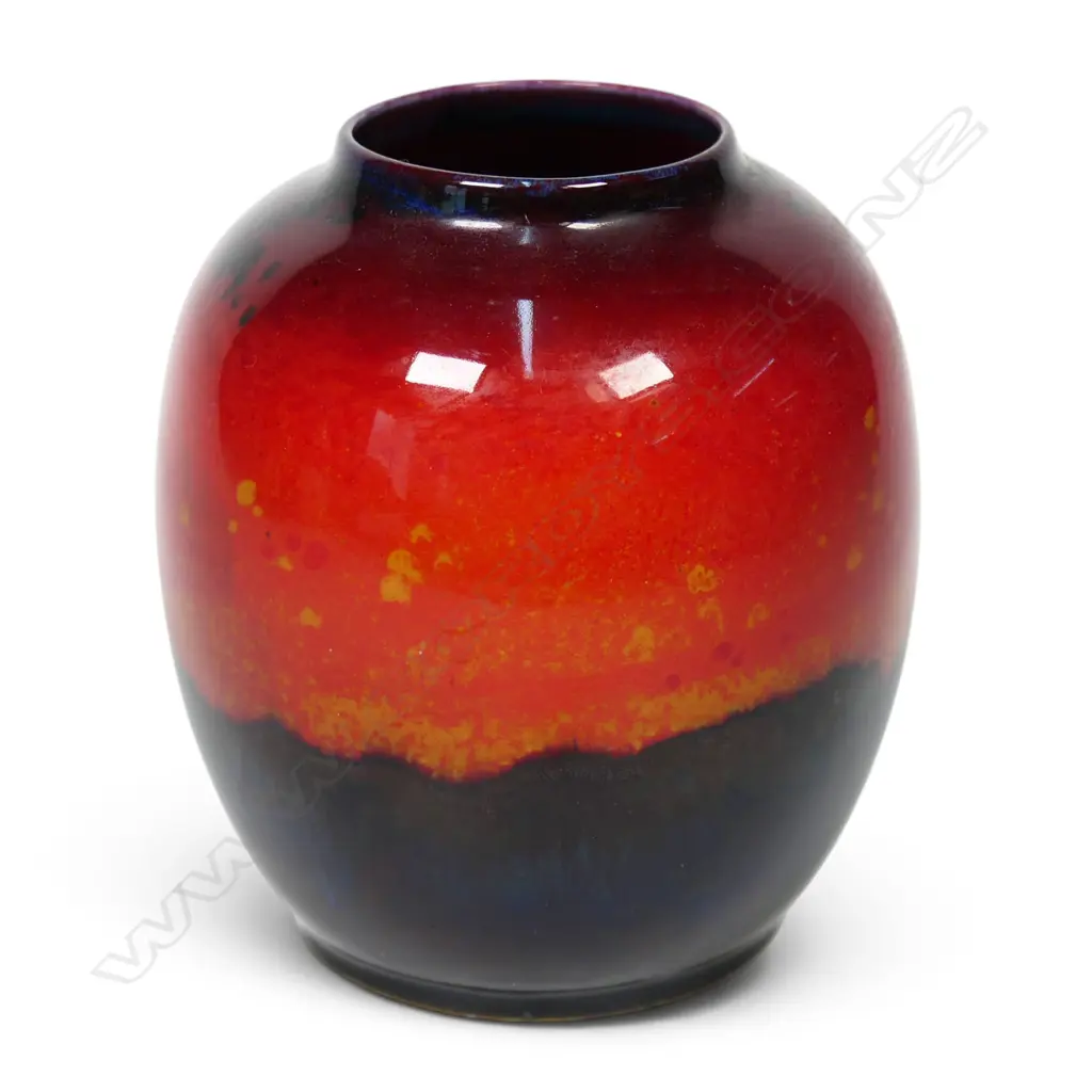 A rare Royal Doulton Sung flambe Gnomes vase, Image 1++