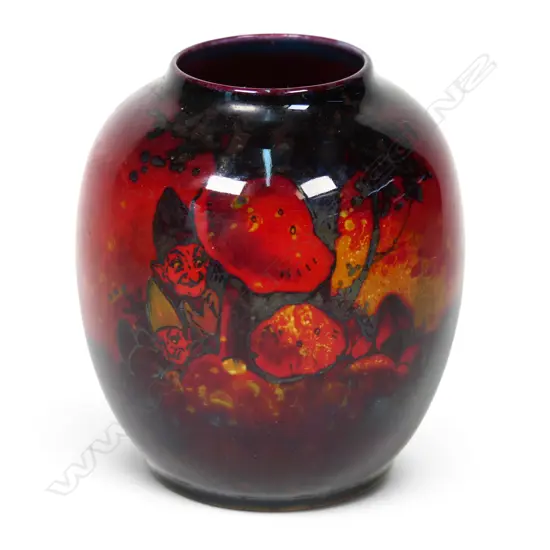 A rare Royal Doulton Sung flambe Gnomes vase,