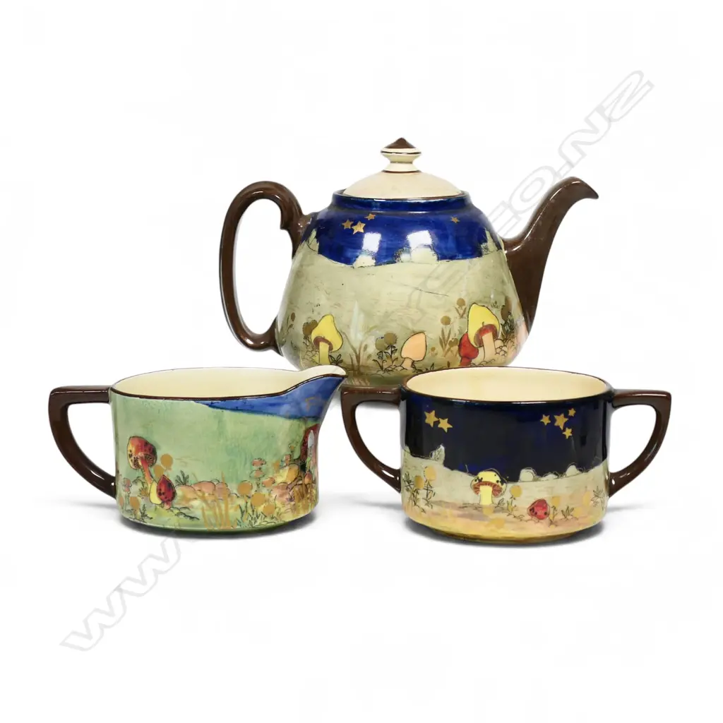 A Royal Doulton Gnomes three piece tea set, Image 1++