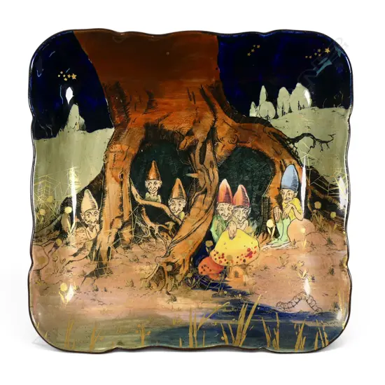 A Royal Doulton Gnomes shallow square dish,