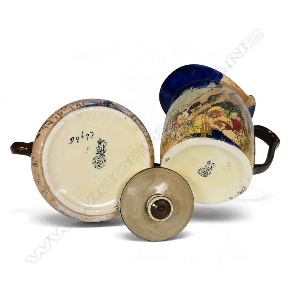 A Royal Doulton Gnomes milk jug and lidded sugar, Image 1++