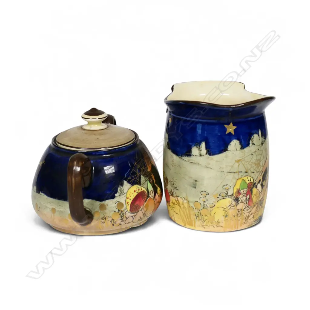 A Royal Doulton Gnomes milk jug and lidded sugar, Image 1++