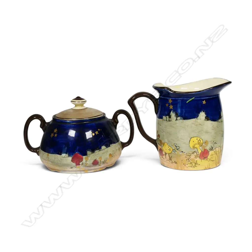 A Royal Doulton Gnomes milk jug and lidded sugar, Image 1++