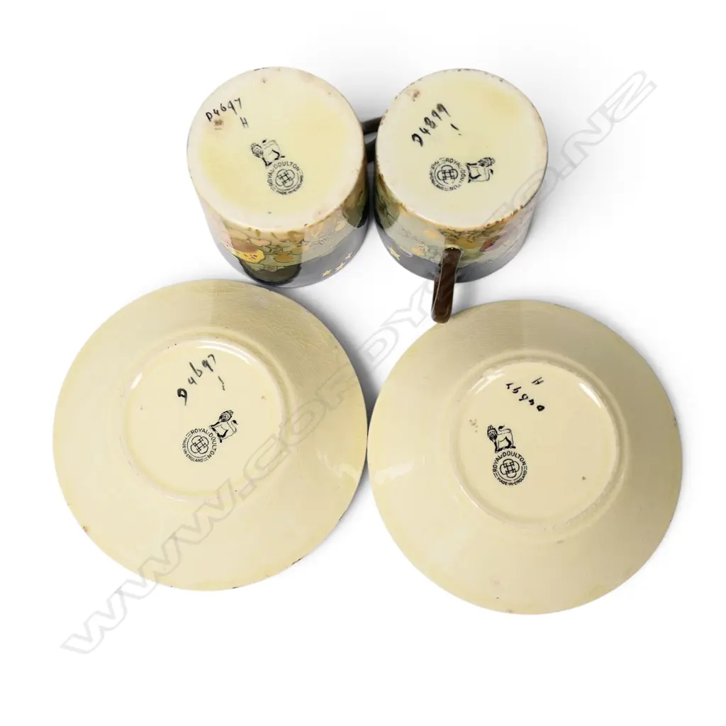 A pair of Royal Doulton Gnomes coffee cans and saucers, Image 1++