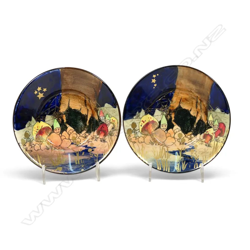 A pair of Royal Doulton Gnomes coffee cans and saucers, Image 1++