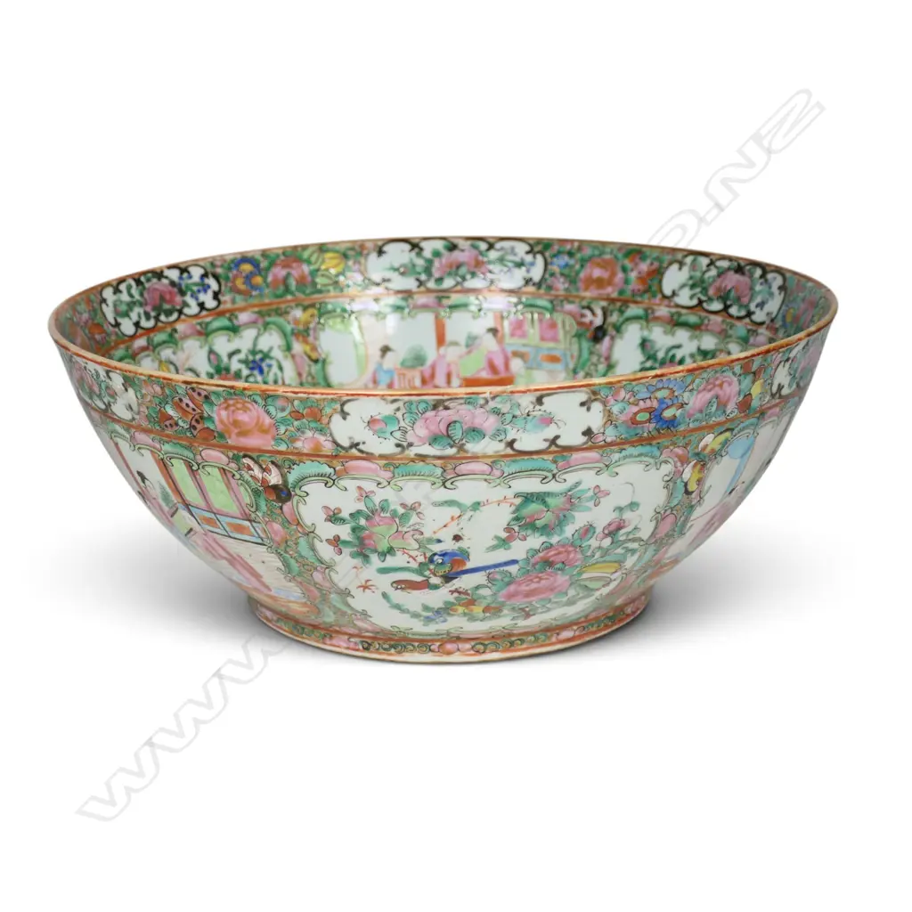 An old (c.1900) Chinese Canton enamel famille rose punch bowl, Image 1++