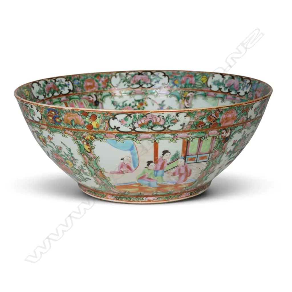An old (c.1900) Chinese Canton enamel famille rose punch bowl, Image 1++