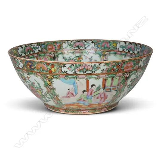 An old (c.1900) Chinese Canton enamel famille rose punch bowl,