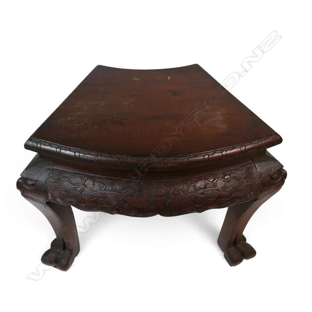 An early 20thC Chinese carved hardwood side table / stand, Image 1++