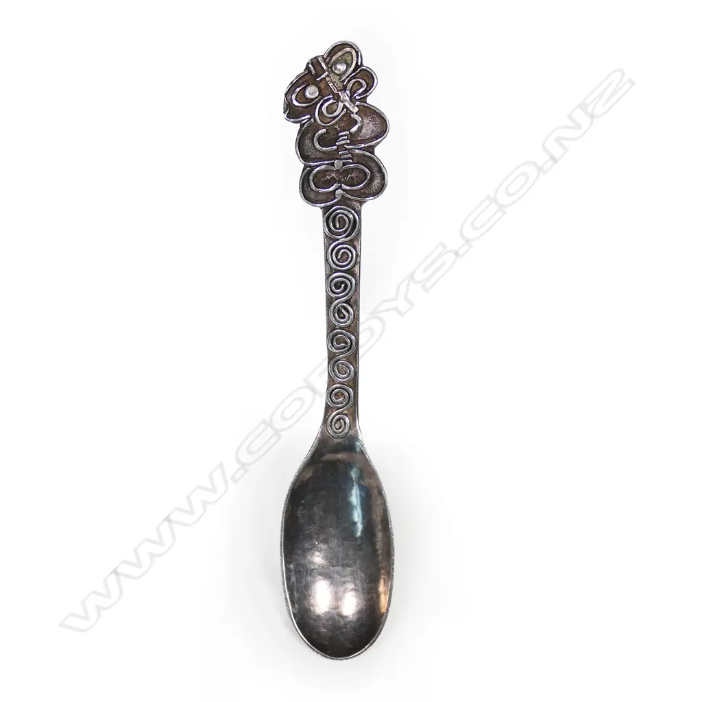 An Edith Morris silver tiki finial spoon, Image 1++