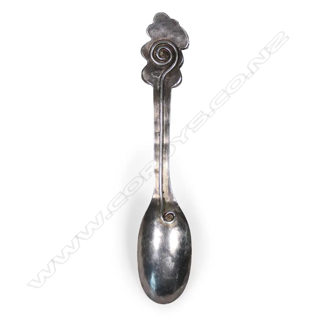 An Edith Morris silver tiki finial spoon, Image 1++