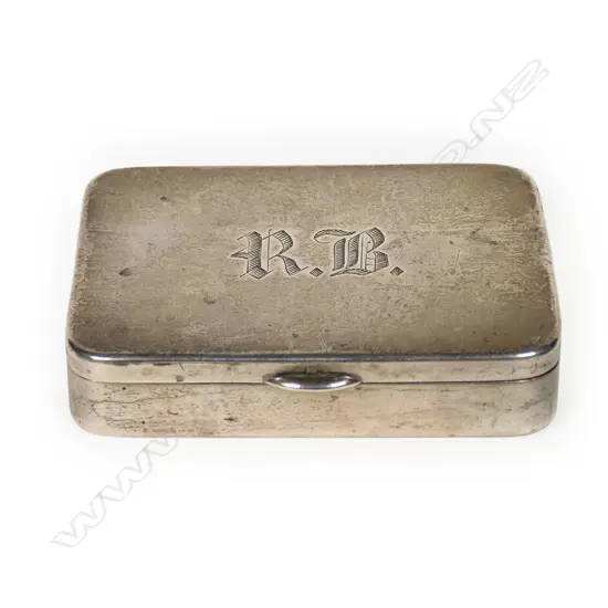 A New Zealand made colonial heavy silver hinged lid box,