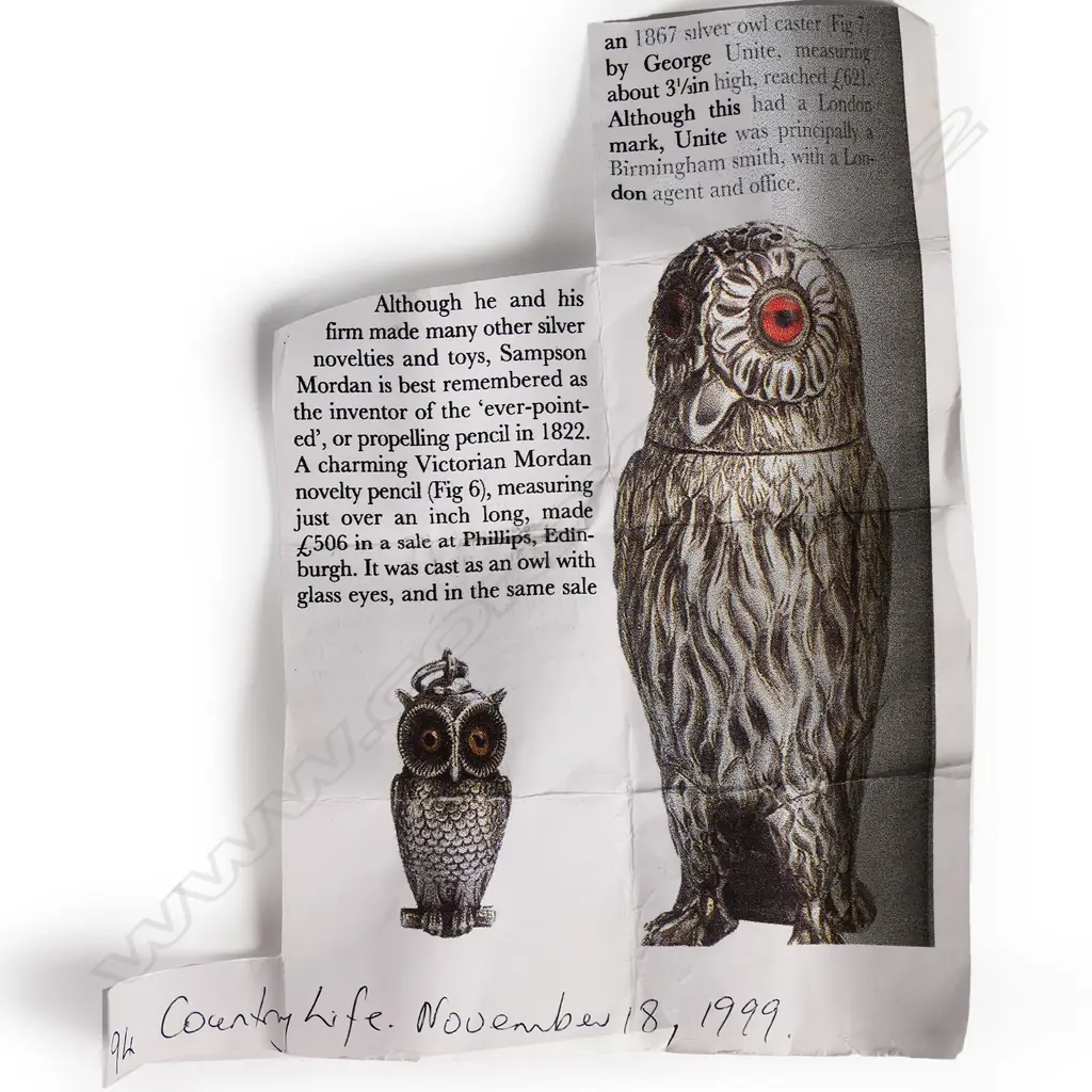 A rare novelty late Victorian silver and ruby glass owl powder jar, Image 1++