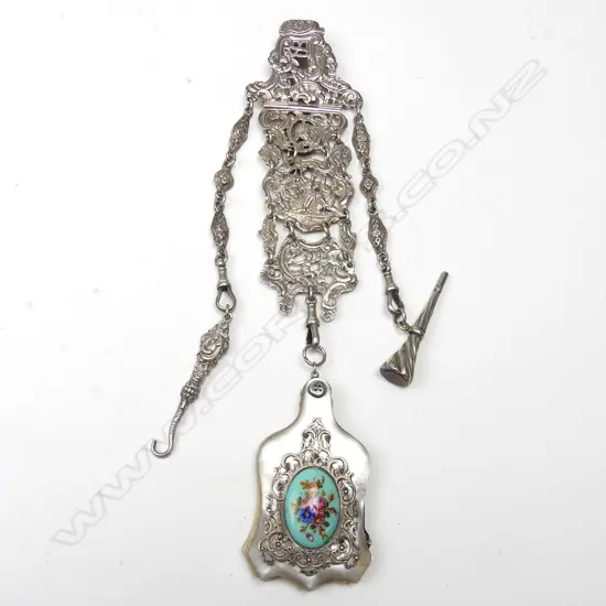 A late Victorian silver chatelaine,