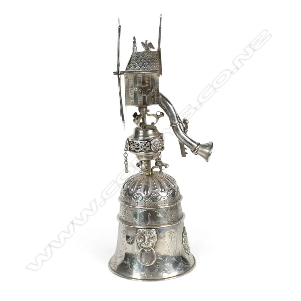 A late 19thC Continental whimsical silver windmill, Image 1++