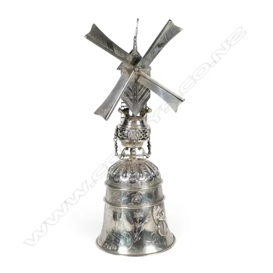 A late 19thC Continental whimsical silver windmill,