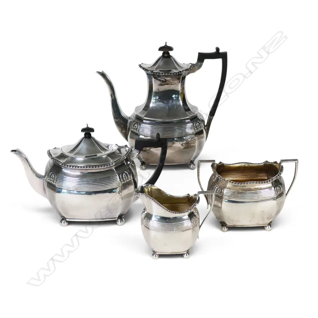 A Victorian silver four piece tea and coffee service, Image 1++