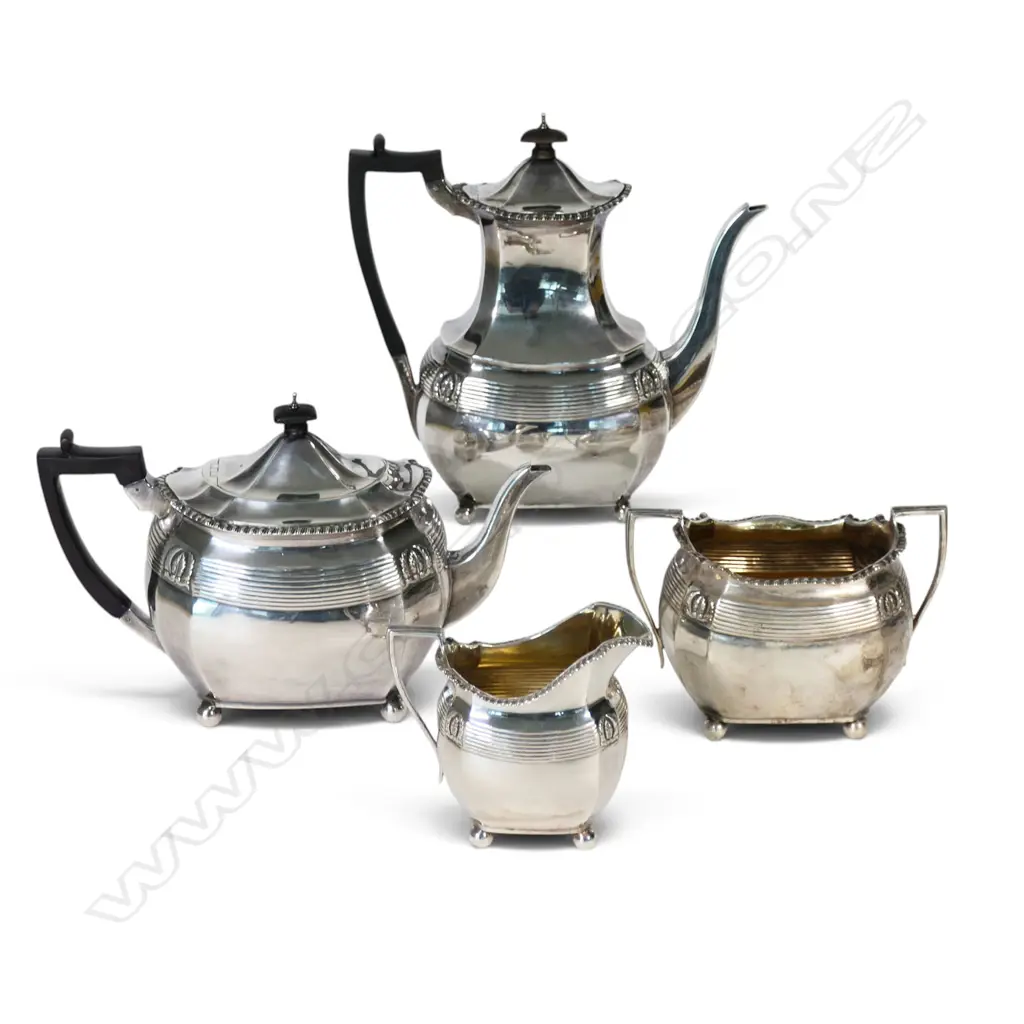 A Victorian silver four piece tea and coffee service, Image 1++