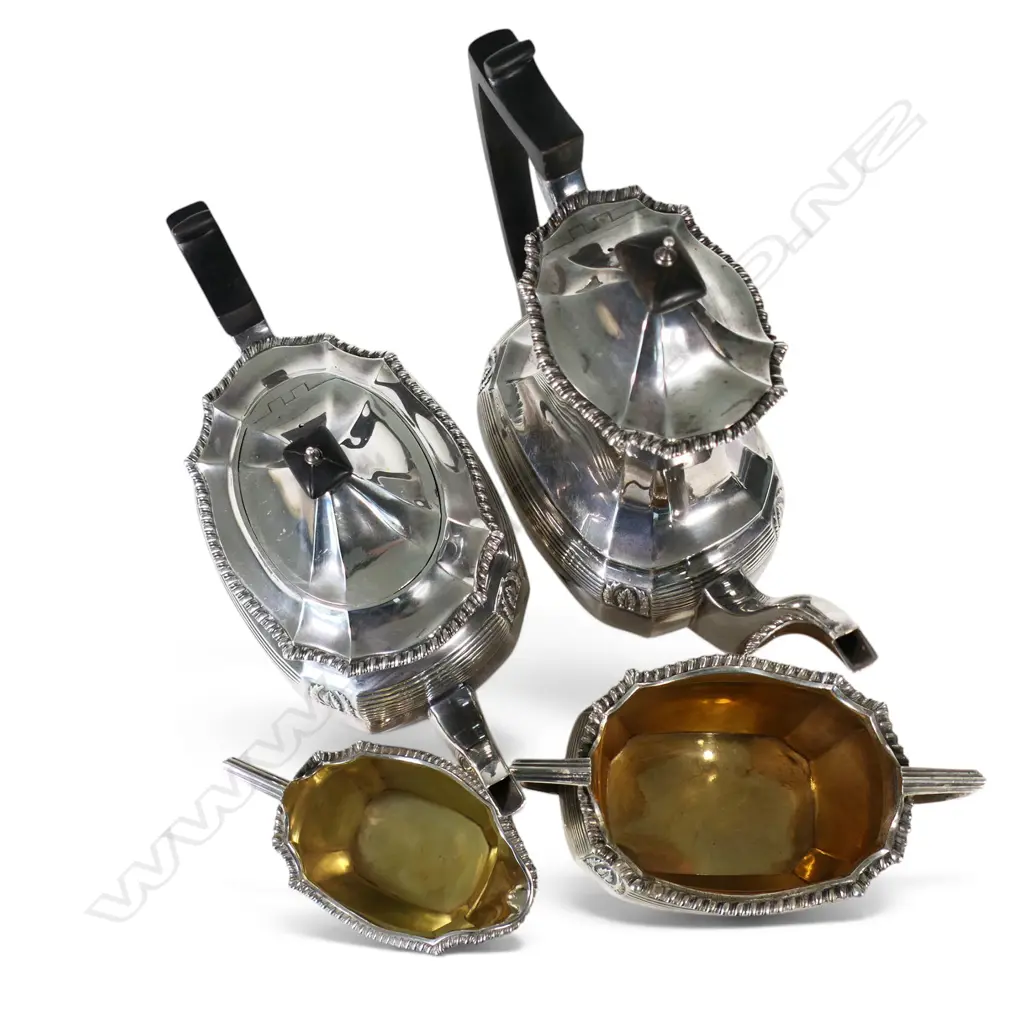 A Victorian silver four piece tea and coffee service, Image 1++