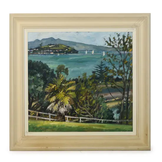 Russell Hollings (NZ 1948-) 'North Head and Rangitoto',