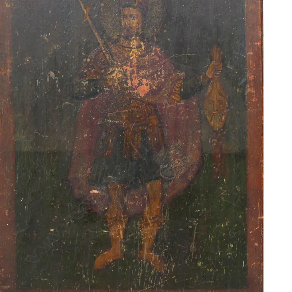 18thC Russian icon on wood panel of St. George, Image 1++