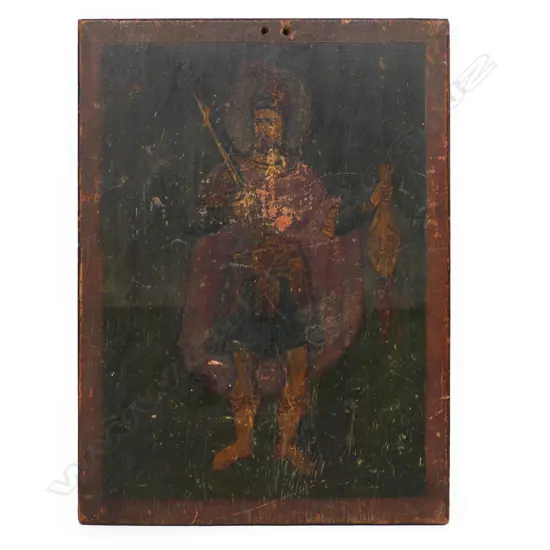 18thC Russian icon on wood panel of St. George,