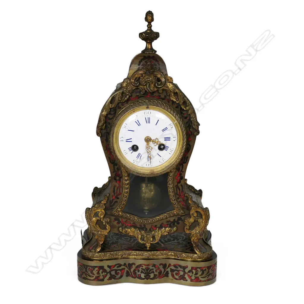 A 19thC French boulle mantel clock on stand, Image 1++