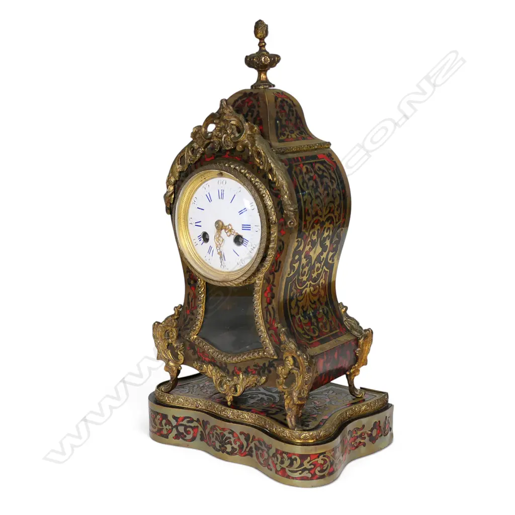 A 19thC French boulle mantel clock on stand, Image 1++