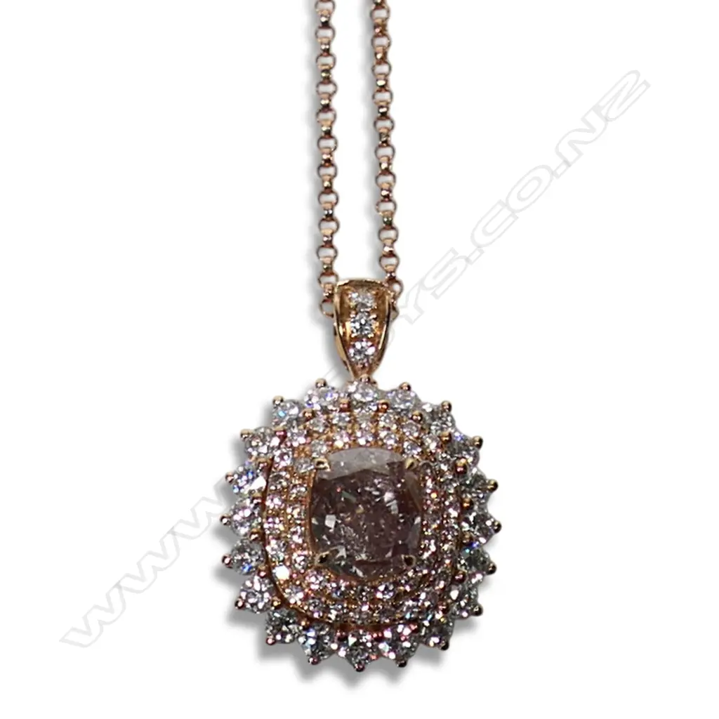 An 18ct rose gold and pink diamond ring/pendant converting necklace, Image 1++