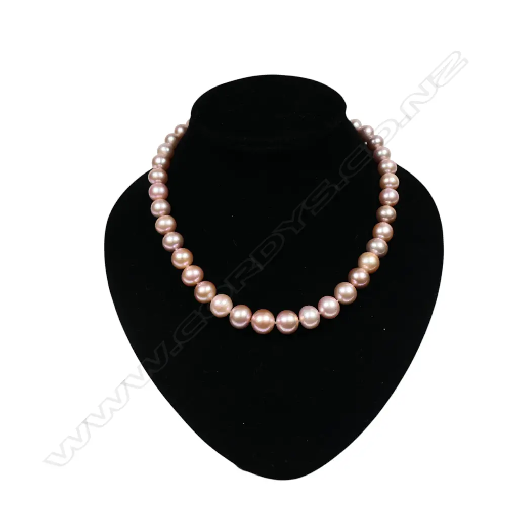 A pink cultured fresh water pearl necklace, Image 1++