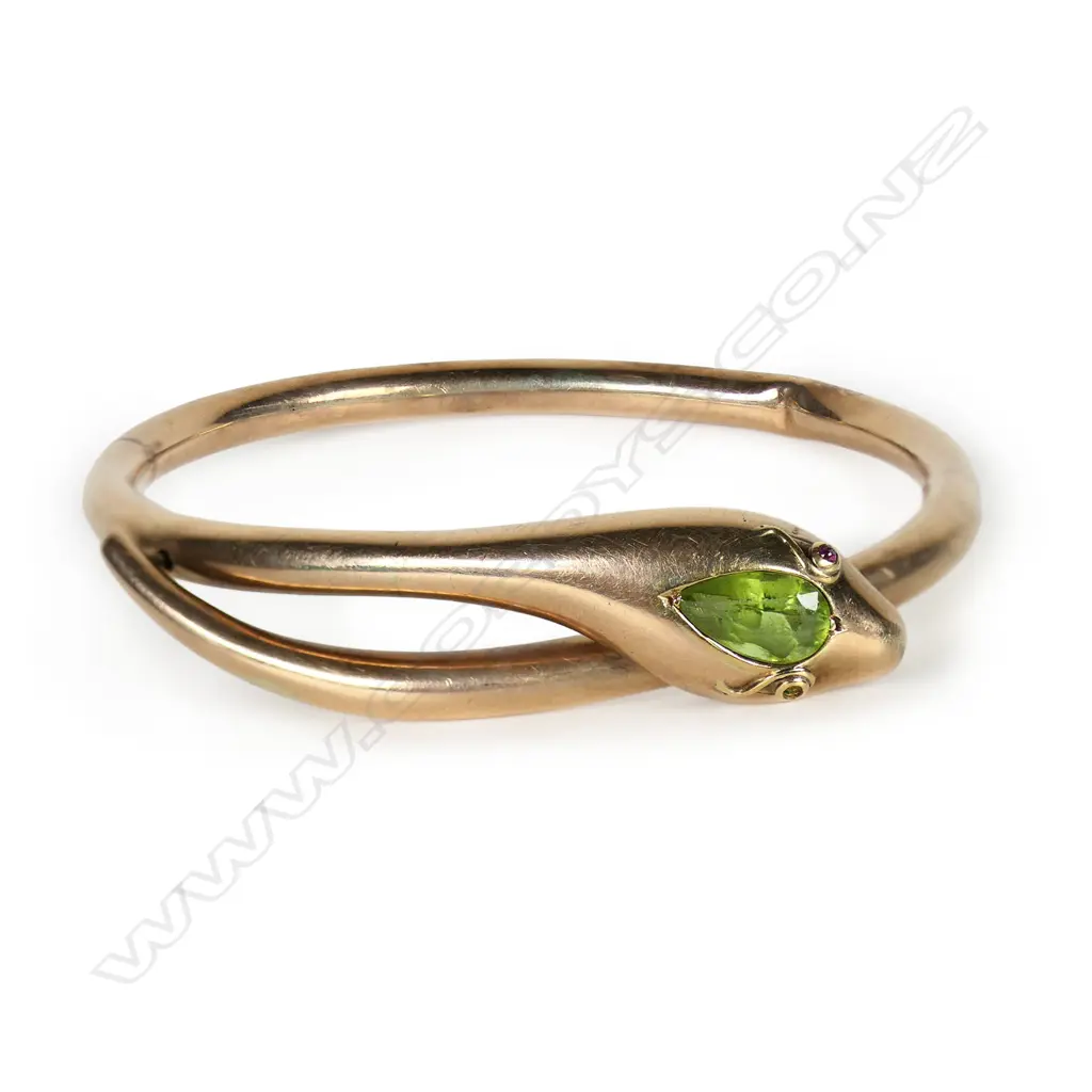 A 9ct rose gold Victorian snake bangle, Image 1++