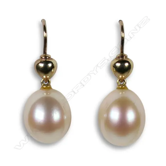 A pair of 18ct gold and pearl earrings,