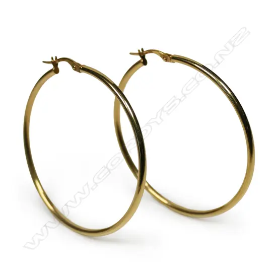 A pair of large 9ct yellow gold hoop earrings,