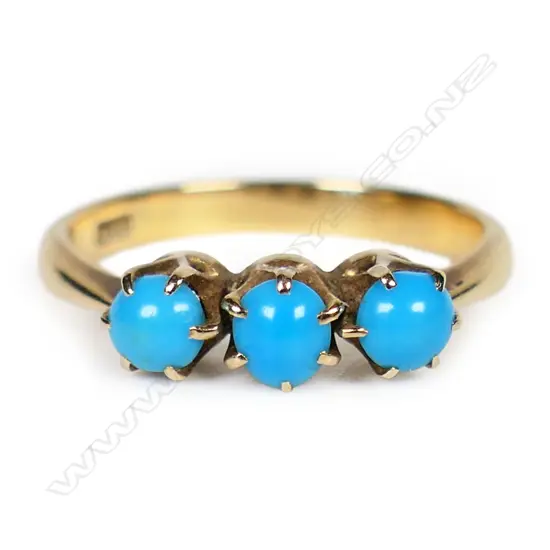 An estate 18ct gold and turquoise ring,