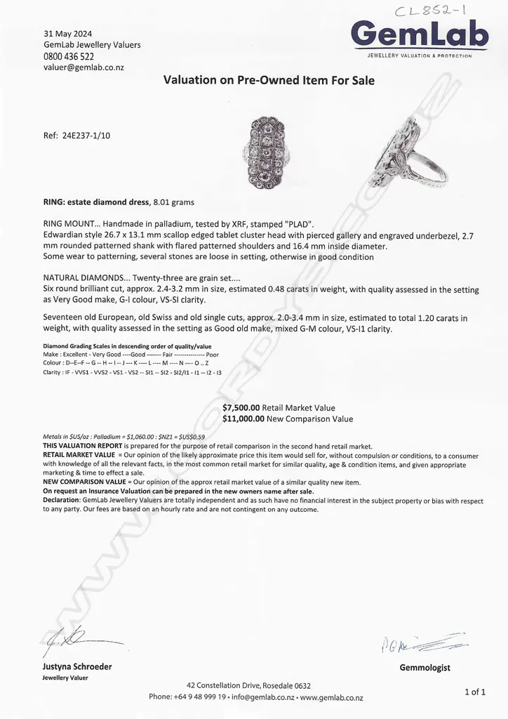 An estate palladium and diamond dress ring, Image 1++