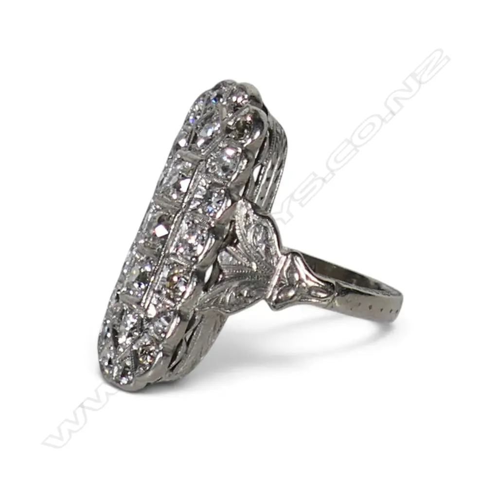 An estate palladium and diamond dress ring, Image 1++