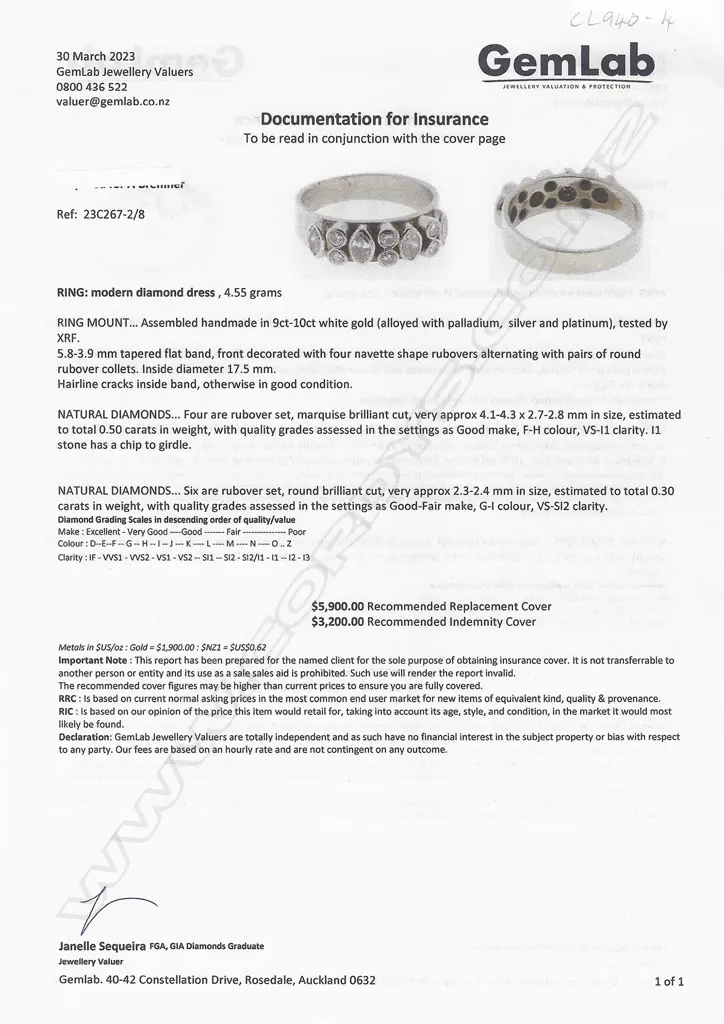 A 9ct white gold and diamond set band, Image 1++