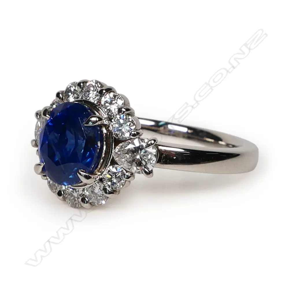 A platinum sapphire and diamond ring, Image 1++