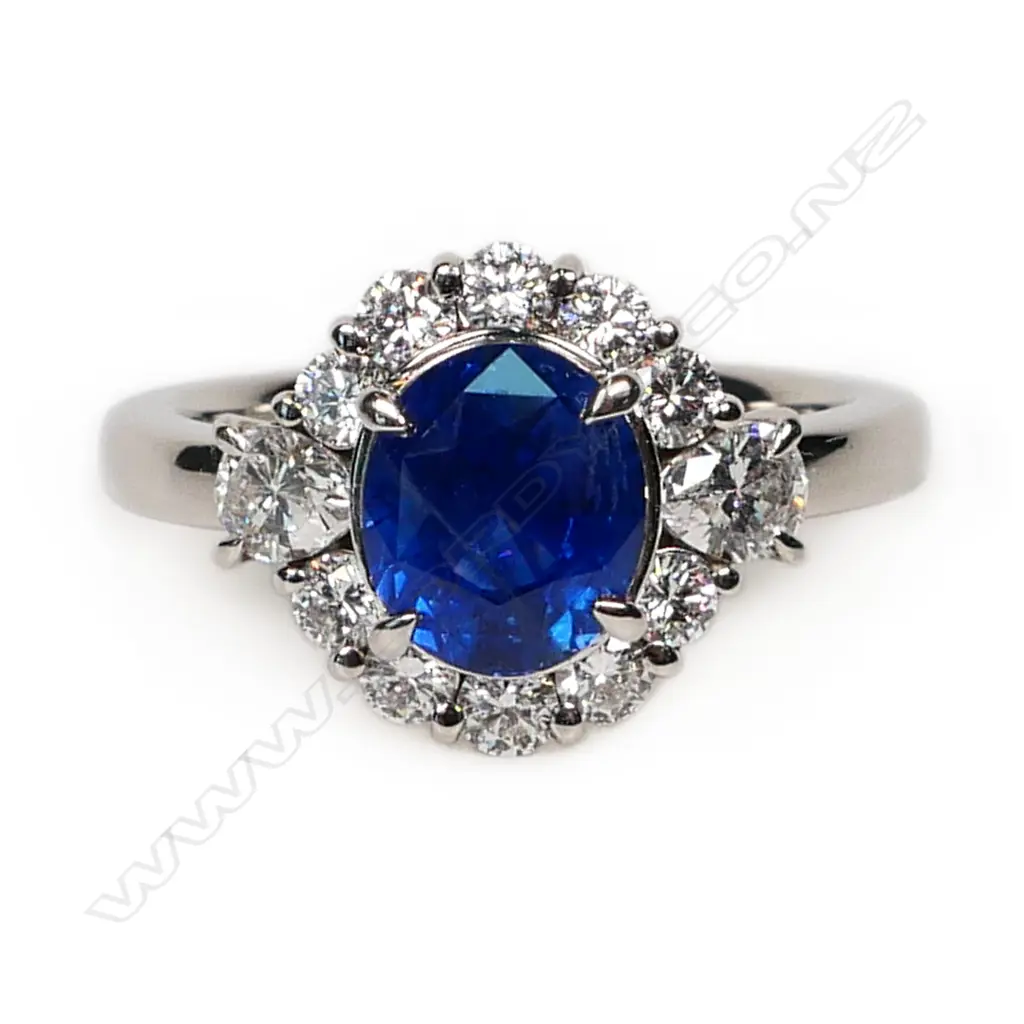 A platinum sapphire and diamond ring, Image 1++
