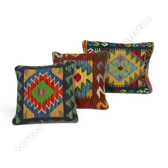 Three hand knotted Kilim cushions,